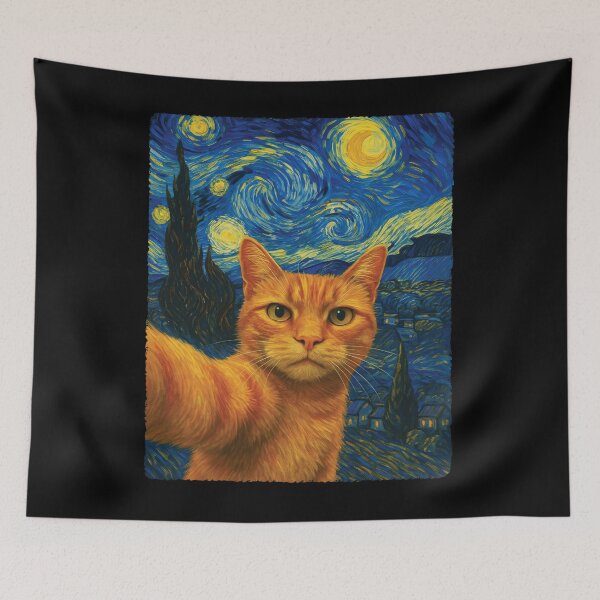 Item preview, Orange Cat Selfie Van Gogh'S Starry Night Cat Mom Cat Lovers designed and sold by stanton88.
