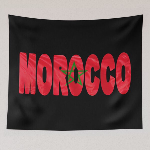 Item preview, MOROCCO - Flag Flying in Wind cut to Letters Souvenir Sticker Shirt designed and sold by Adam Gormley.