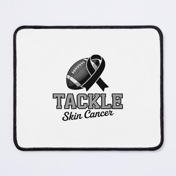 Item preview, Tackle Melanoma Skin Cancer Awareness Football Black Ribbon designed and sold by repconomArt.