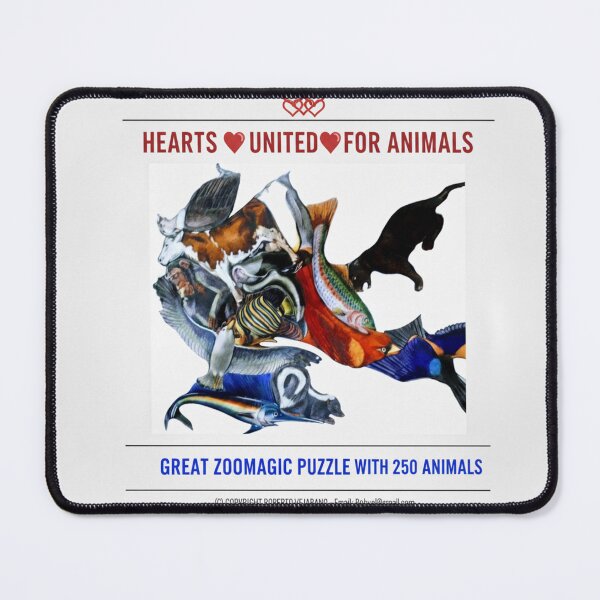 Item preview, HEARTS UNITED FOR ANIMKALS, ZOOMAGICPUZZLE, 2 8K designed and sold by ANIMALS IN LOVE - T- SHIRTS - Zoomagic Puzzle.