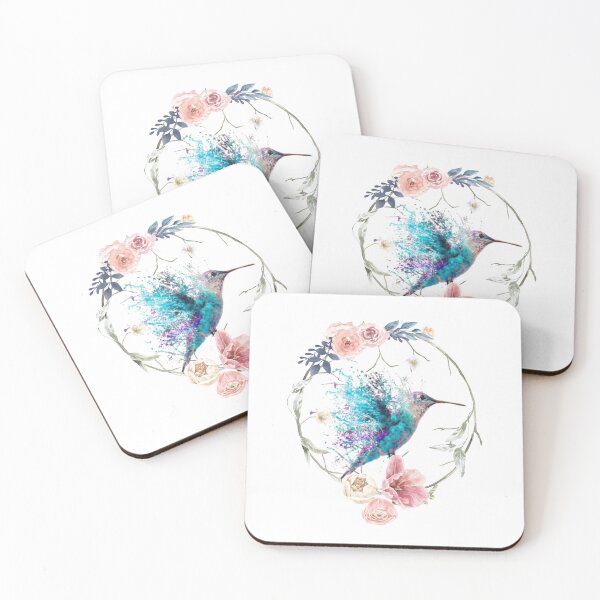 Item preview, Watercolor Hummingbird in Floral Wreath designed and sold by IN Tales.