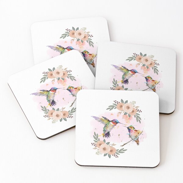 Item preview, Watercolor Hummingbirds with Floral Frame designed and sold by IN Tales.