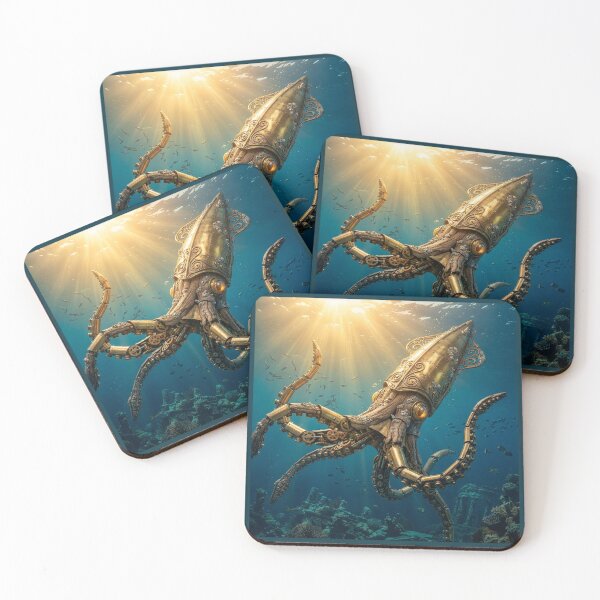 Item preview, Steampunk Driftwood Art Nouveau Squid designed and sold by Tridentulus.