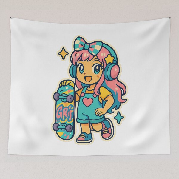 Item preview, Kawaii Anime Girl, Y2K Aesthetic, Skateboarding designed and sold by graphic-genie.