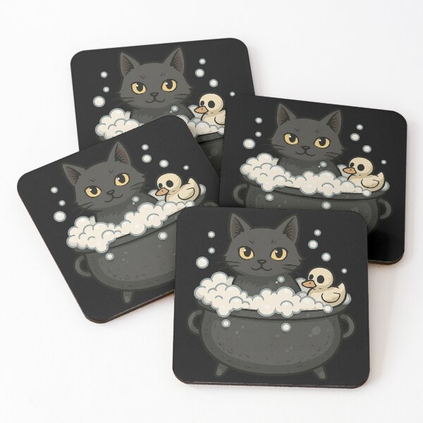 Item preview, Cute Black Cat in Cauldron – Cozy Witchy Bubble Bath designed and sold by Mouraludia.