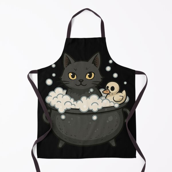 Item preview, Cute Black Cat in Cauldron – Cozy Witchy Bubble Bath designed and sold by Mouraludia.