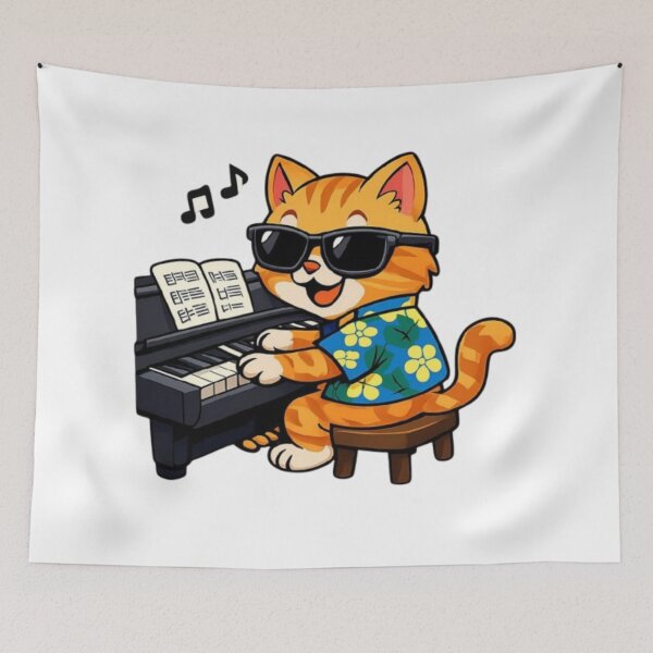 Item preview, PIANO PLAYING CAT designed and sold by DomGDesign.