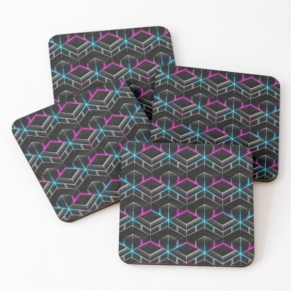 Item preview, Neon Carbon Cube Grid designed and sold by Kaleidoscope Print.