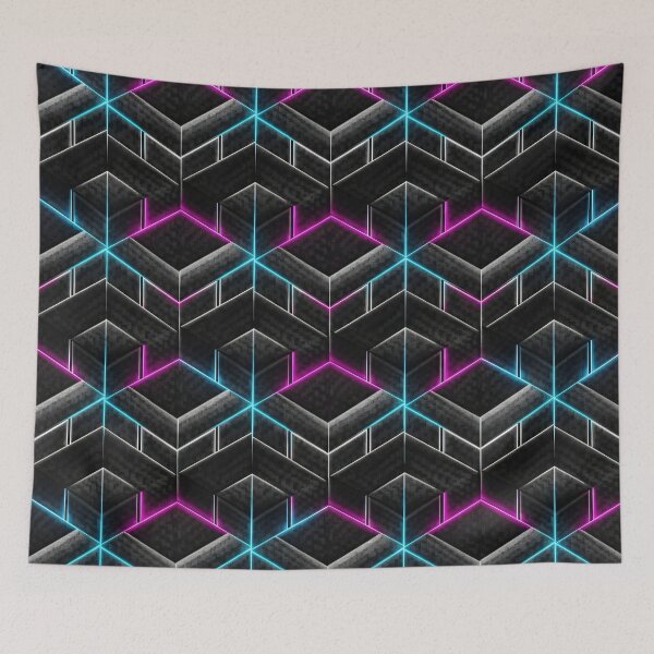 Item preview, Neon Carbon Cube Grid designed and sold by Kaleidoscope Print.