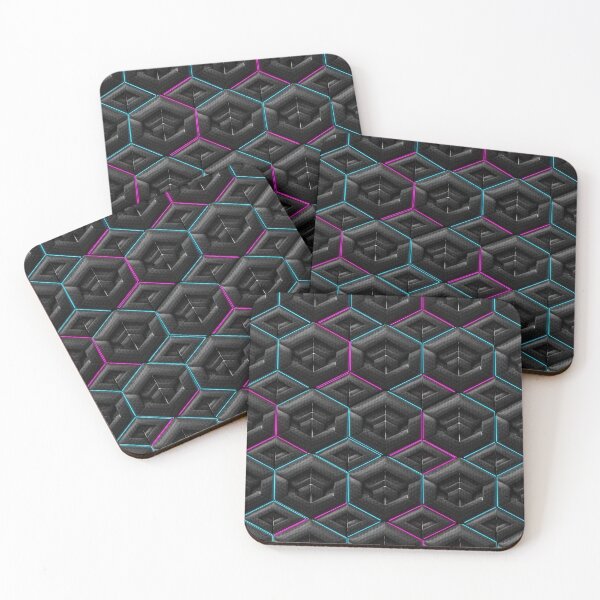 Item preview, Neon Hex Cube Weave designed and sold by Kaleidoscope Print.