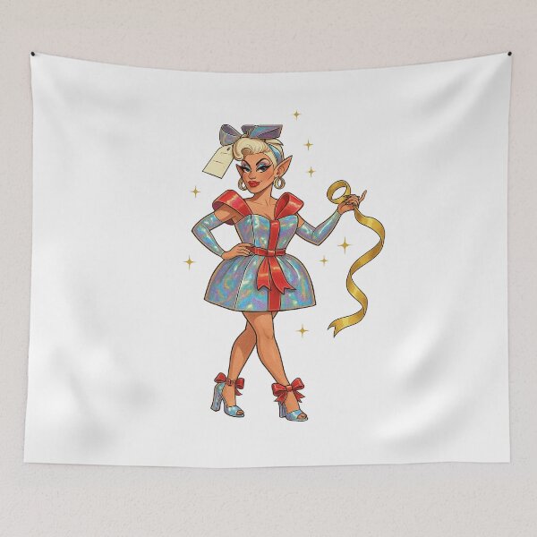 Item preview, Sleigh Queen – ✨Miss Delivered✨ V3 - The Gift That Slays — A Retro Drag Elf Extravaganza designed and sold by WheelieGdArt.