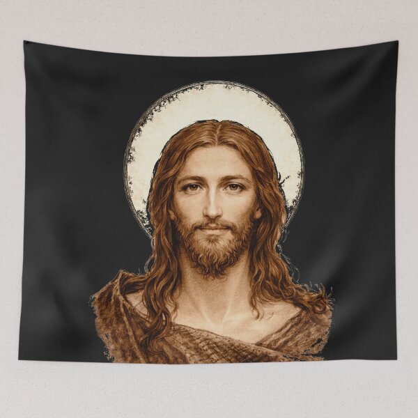 Item preview, Serene Christ Icon (Sepia Sacred Portrait) designed and sold by Sanctum Icons.