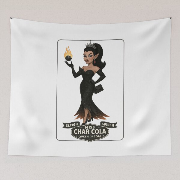 Item preview, Sleigh Queen – ✨Miss Char Cola✨ - Queen of Coal — A Retro Drag Elf Extravaganza designed and sold by WheelieGdArt.