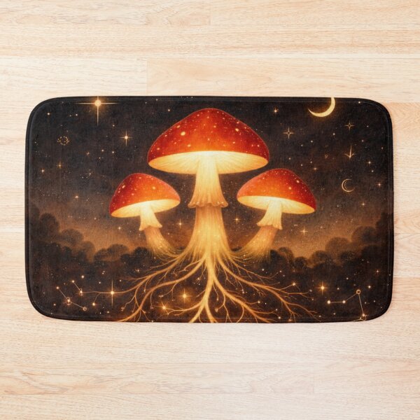 Item preview, Mystical Mushroom Wall Art – Surreal Celestial Roots Fantasy Illustration designed and sold by leen12 Art Designs Prints.
