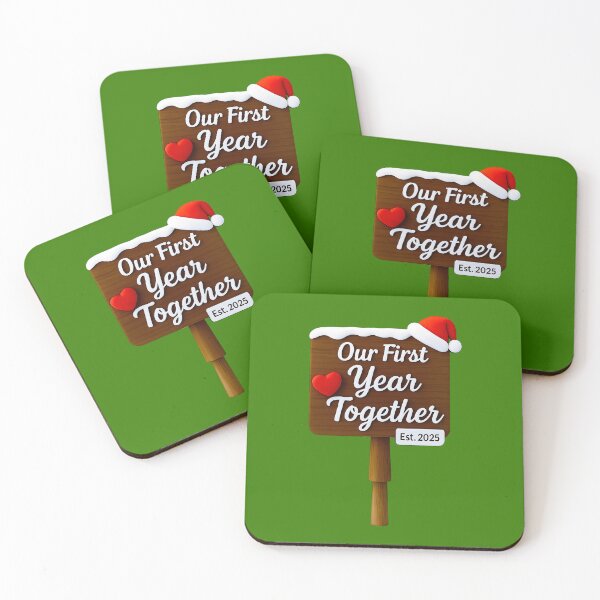 Item preview, Romantic Christmas Wood Sign: Our First Year Together Est. 2025 designed and sold by Fantabulous.