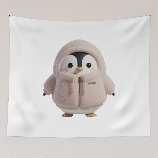 Item preview, BOA POODY Front View – Cozy Sherpa Penguin Character | Plush Style designed and sold by HNstory.