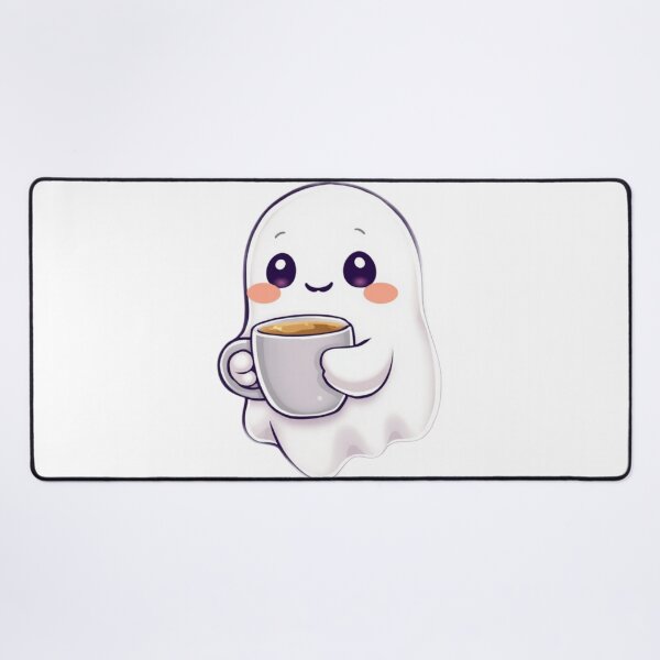 Item preview, Cute Kawaii Ghost Drinking Coffee ☕ – Cozy Pastel Cartoon Ghost Sticker & POD Design designed and sold by CozyPops.