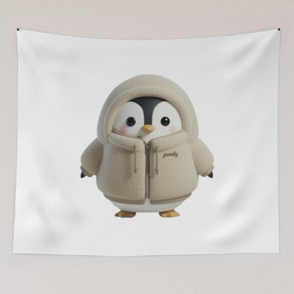 Item preview, BOA POODY Front View – Cozy Sherpa Penguin Character | Plush Style designed and sold by HNstory.