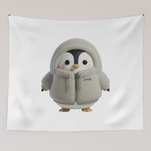 Item preview, BOA POODY Front View – Cozy Sherpa Penguin Character | Plush Style designed and sold by HNstory.