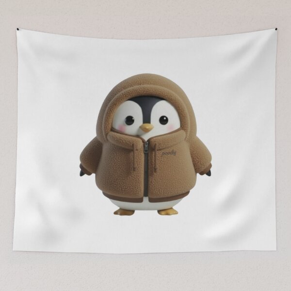 Item preview, BOA POODY Front View – Cozy Sherpa Penguin Character | Plush Style designed and sold by HNstory.