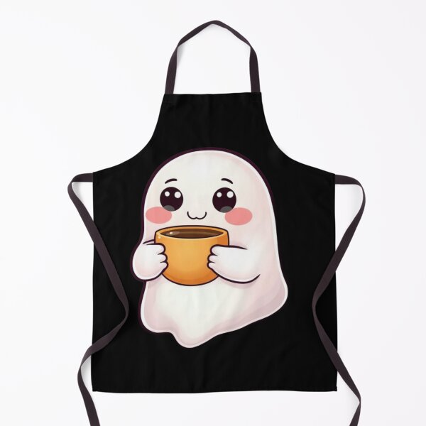 Item preview, Cute Kawaii Ghost Drinking Coffee ☕ | Cozy Pastel Ghost Sticker & POD Design designed and sold by CozyPops.