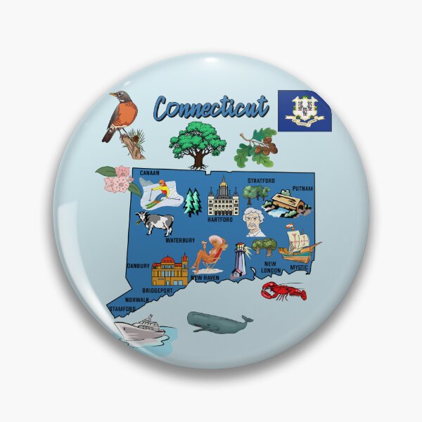 Item preview, Connecticut State Heritage Map - Landmarks & Nature Illustration designed and sold by mashmosh.