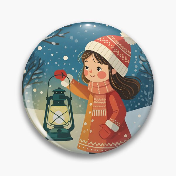 Item preview, On a winter’s scene a cute girl carries a vintage kerosene lantern  designed and sold by Ponted.