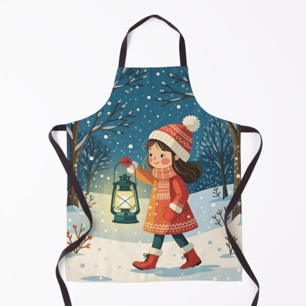 Item preview, On a winter’s scene a cute girl carries a vintage kerosene lantern designed and sold by Ponted.