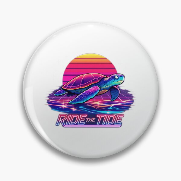Artikelvorschau, Ride The Tide Retro Synthwave Sea Turtle 80s Aesthetic entworfen und verkauft von zoughlal.