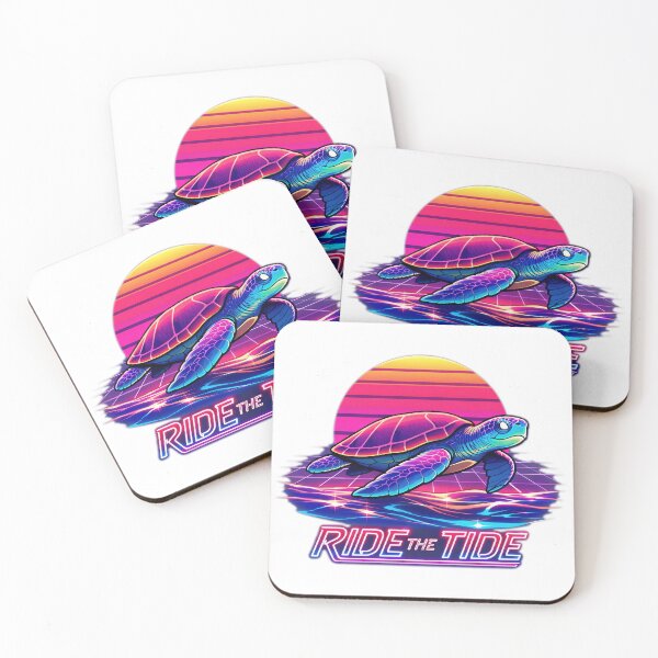 Item preview,  Ride The Tide Retro Synthwave Sea Turtle 80s Aesthetic designed and sold by zoughlal.