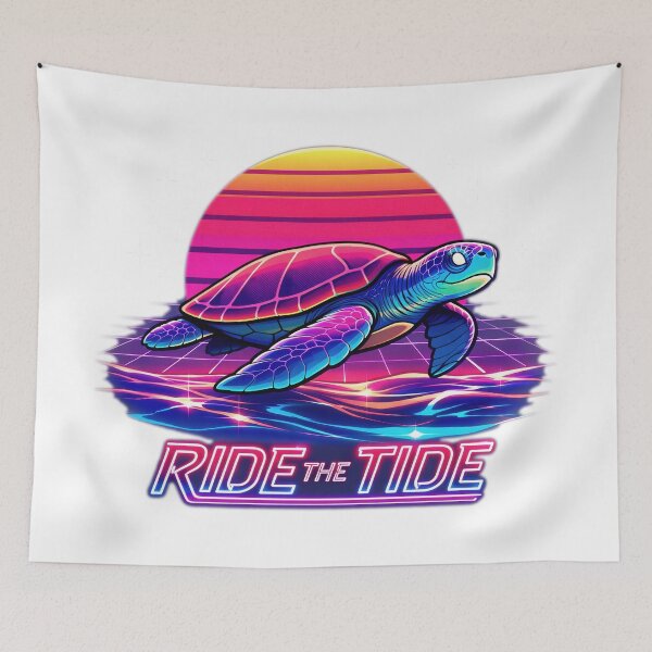 Item preview,  Ride The Tide Retro Synthwave Sea Turtle 80s Aesthetic designed and sold by zoughlal.