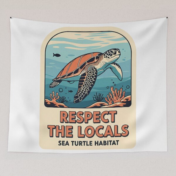 Item preview,  Respect The Locals Retro Sea Turtle Habitat Badge designed and sold by zoughlal.