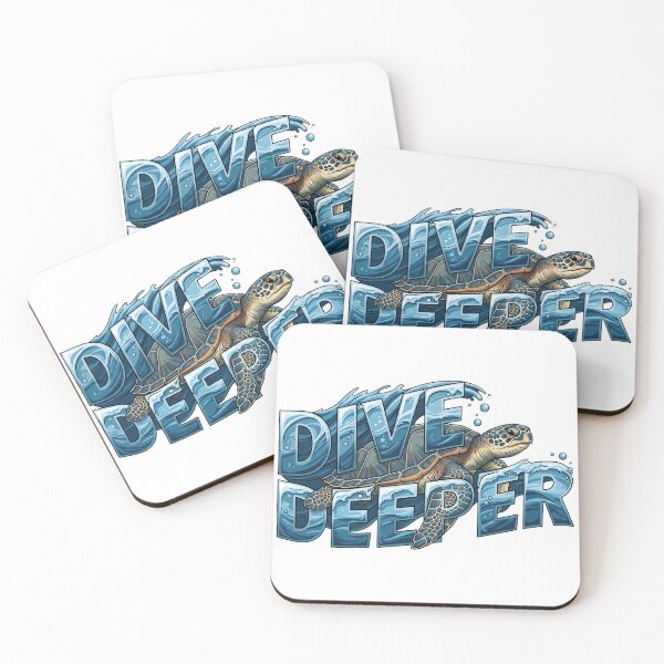 Item preview,  Dive Deeper Blue Typography Sea Turtle Art designed and sold by zoughlal.