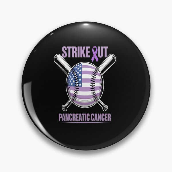 Item preview, American Flag Strikeout Pancreatic Cancer Baseball designed and sold by KonopikaaArt.
