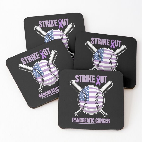 Item preview, American Flag Strikeout Pancreatic Cancer Baseball designed and sold by KonopikaaArt.