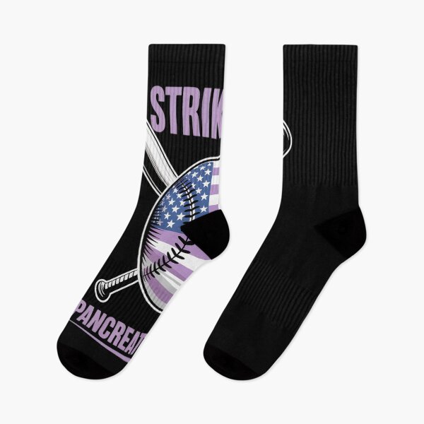 Item preview, American Flag Strikeout Pancreatic Cancer Baseball designed and sold by KonopikaaArt.