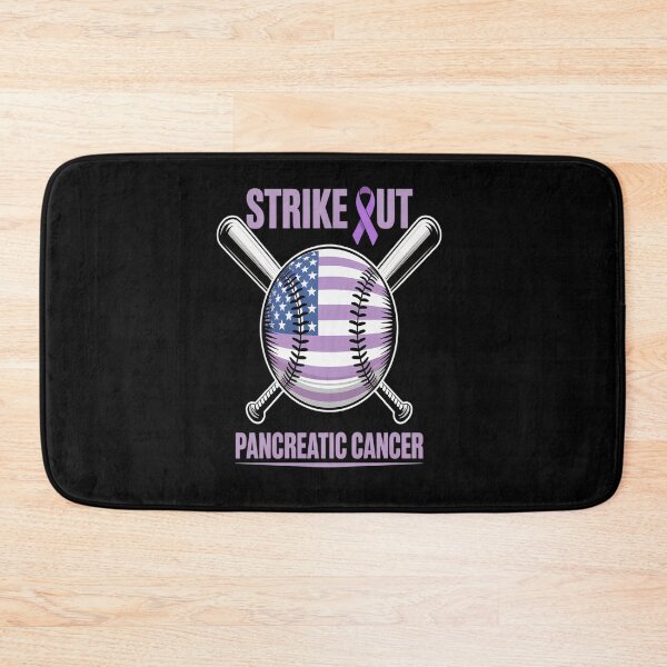 Item preview, American Flag Strikeout Pancreatic Cancer Baseball designed and sold by KonopikaaArt.