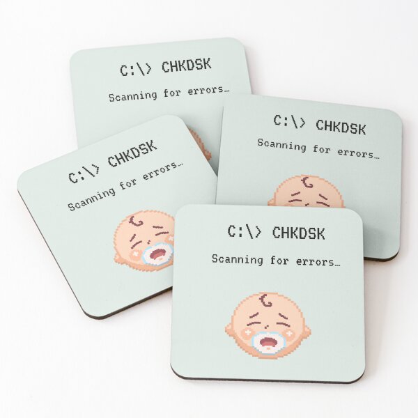 Item preview, C:> CHKDSK – Scanning for Errors Baby Pixel Art, Funny Parenting Tech Humour designed and sold by MadeInNapTime.