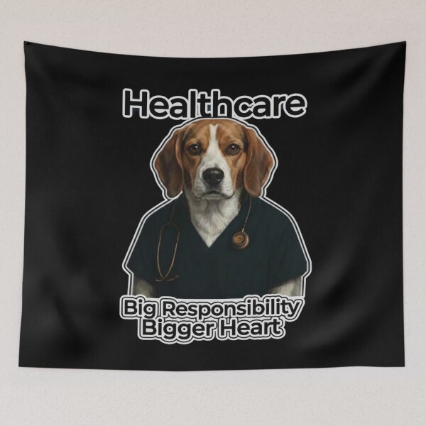 Item preview, Beagle Healthcare - Big Responsibility Bigger Heart Professional Gift designed and sold by Pulse & Paws | Pop Culture Tees and Stickers.