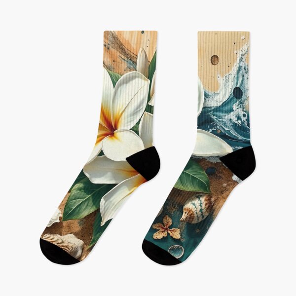 Item preview, Frangipani Plumeria, Abstract Nautical Collage designed and sold by SolaoLab.