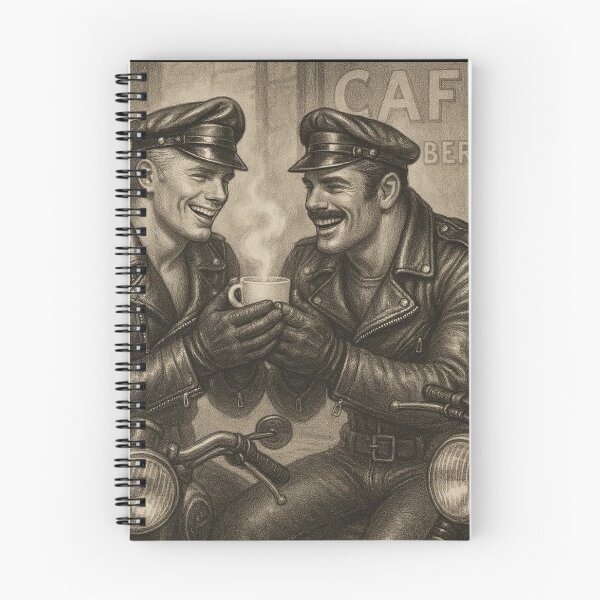 Item preview, Vintage Gay Leather Bikers Winter Cafe Berlin Tom of Finland Tribute Berlin German Pride Graphic Design designed and sold by ItsAKinkThing.