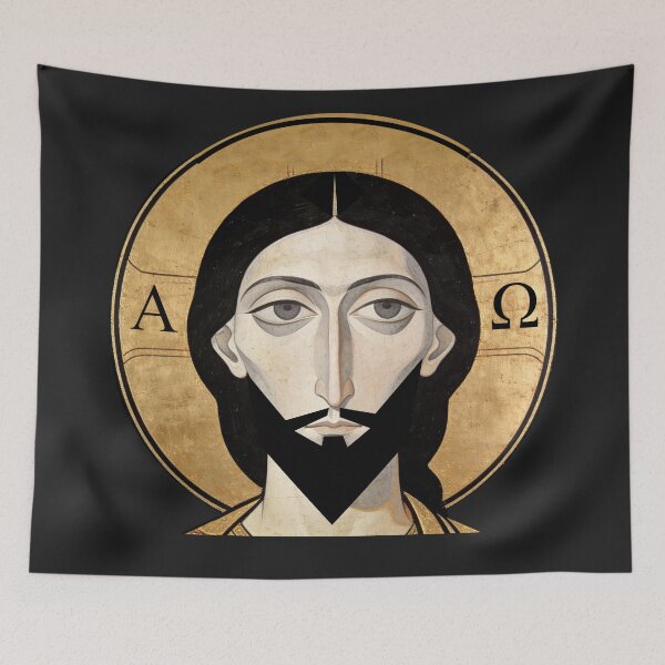 Item preview, Alpha & Omega Icon (Minimal Gold Halo Christ) designed and sold by Sanctum Icons.
