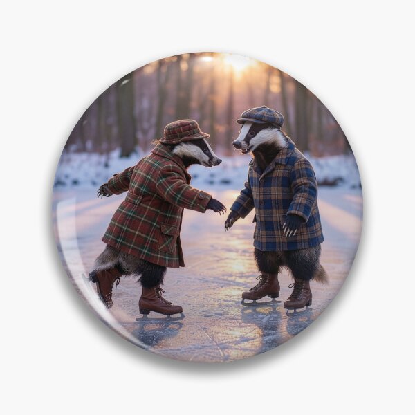 Item preview, Adorable Badger Couple Ice Skating designed and sold by Tridentulus.