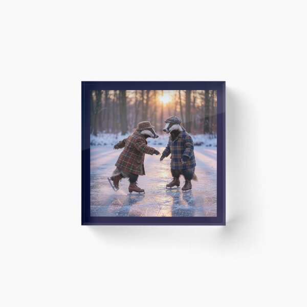 Item preview, Adorable pareja de tejones patinando sobre hielo designed and sold by Tridentulus.