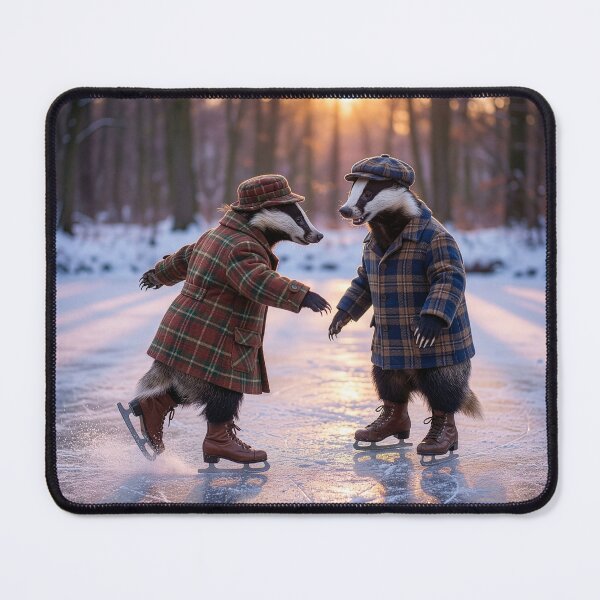 Item preview, Adorable Badger Couple Ice Skating designed and sold by Tridentulus.