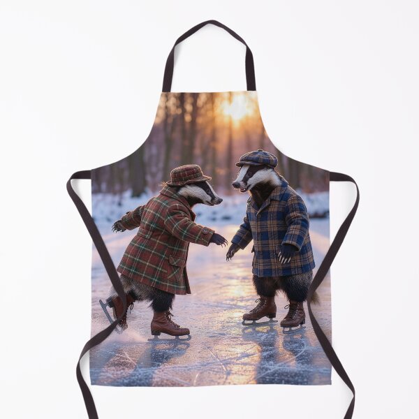 Item preview, Adorable Badger Couple Ice Skating designed and sold by Tridentulus.