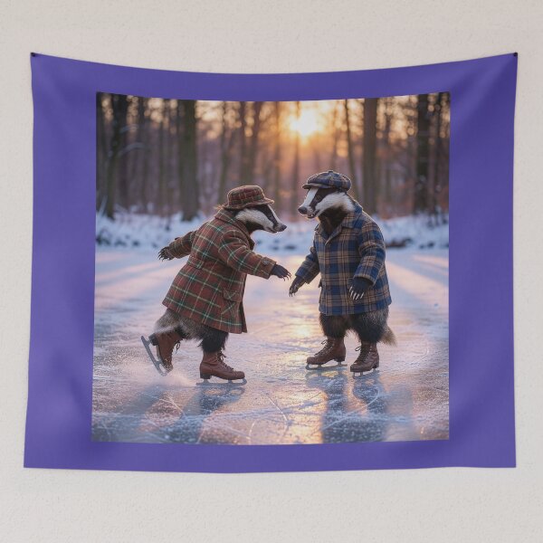 Item preview, Adorable Badger Couple Ice Skating designed and sold by Tridentulus.
