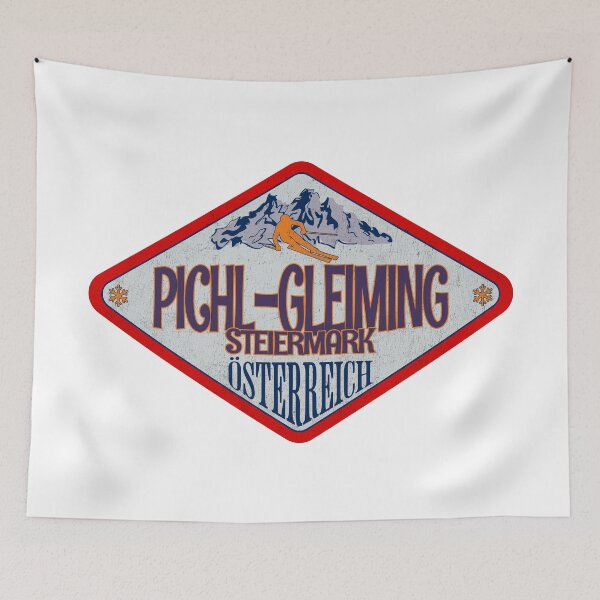 Item preview, Pichl-Gleiming, Steiermark, Osterreich, Austria, Vintage skiing badge design designed and sold by Wanderful-roads.