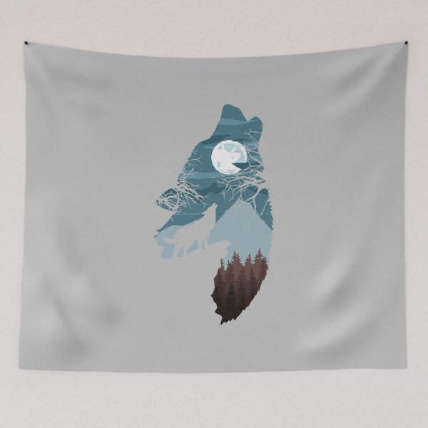Item preview, Forest with Full-Moon and Cliff of Silhouette Howling Wolf designed and sold by mjohnson9.