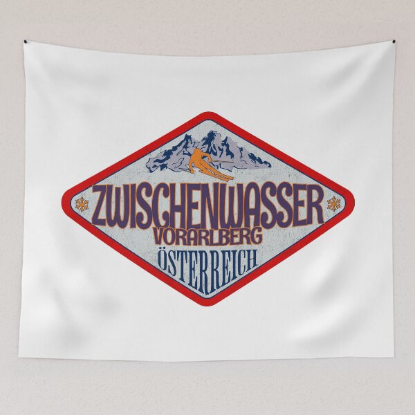 Item preview, Zwischenwasser, Vorarlberg, Osterreich, Austria, Vintage skiing badge design designed and sold by Wanderful-roads.